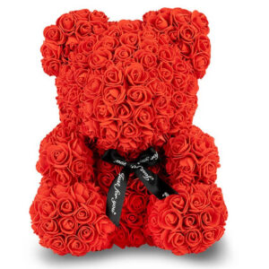 Red Rose Bear with Ribbon 40cm